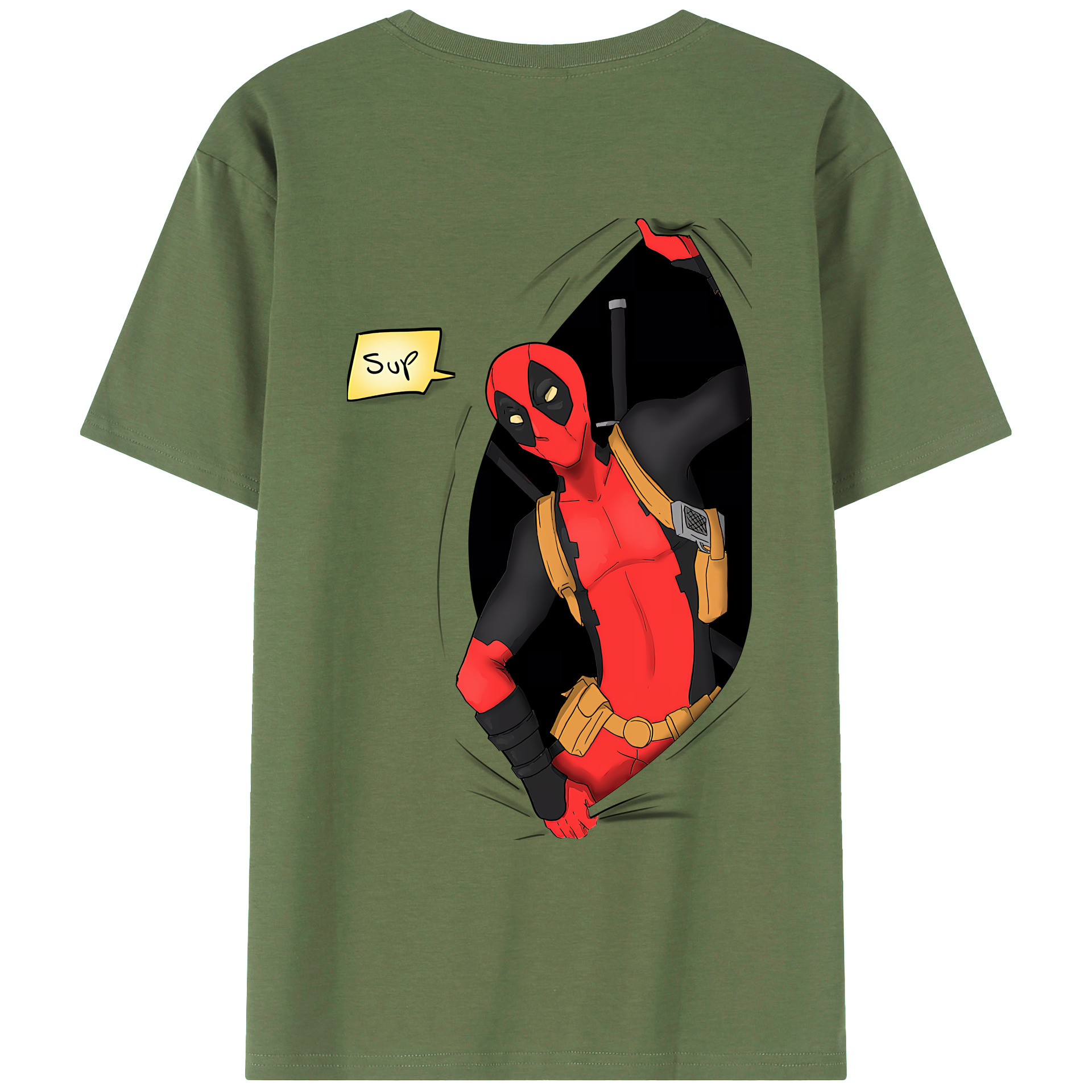 （画像用） Deadpool デッドプール 綿100％ メンズ半袖Tシャツ（バックプリント） 通気性